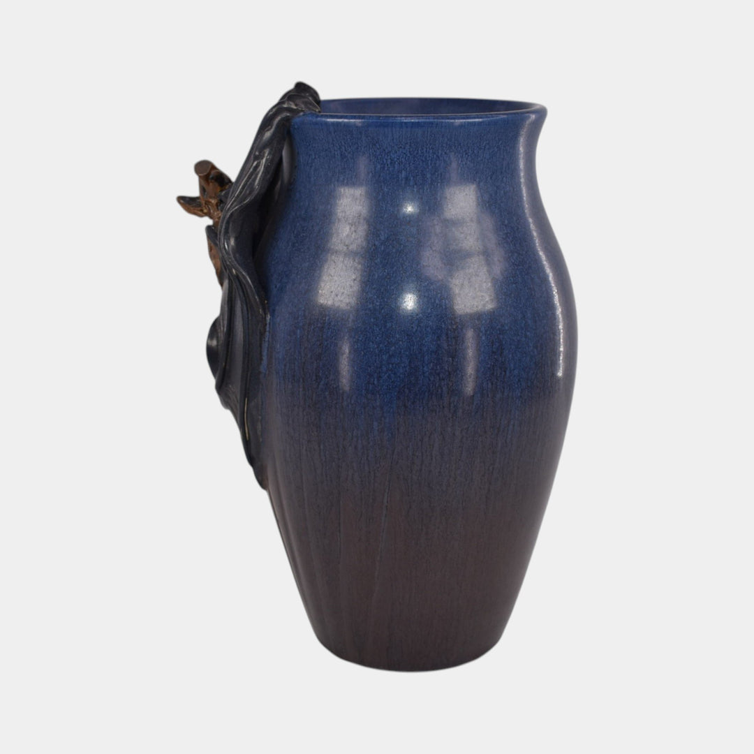 Ephraim Faience 2023 Hand Made Pottery Blue Summer Night Bat Vase