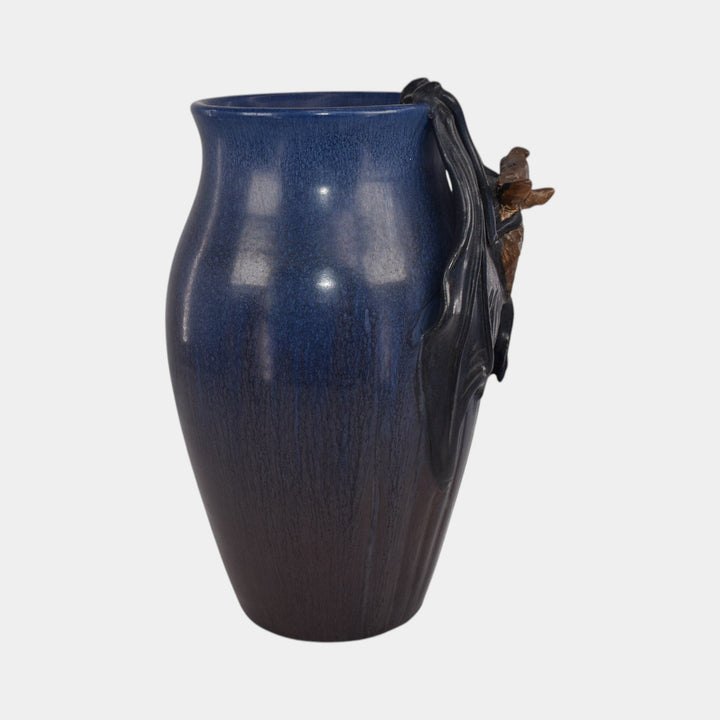 Ephraim Faience 2023 Hand Made Pottery Blue Summer Night Bat Vase