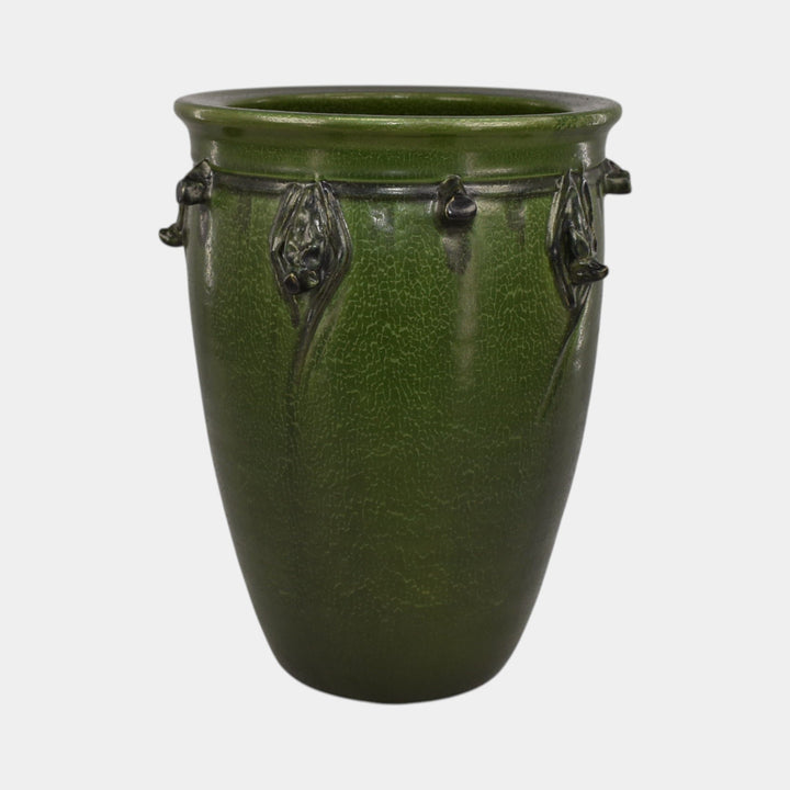 Ephraim Faience 2007 Hand Made Pottery Leaf Green Under The Eaves Bat Vase