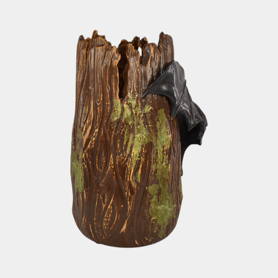 Ephraim Faience 2015 Experimental Hand Made Pottery Bat On Log Vase