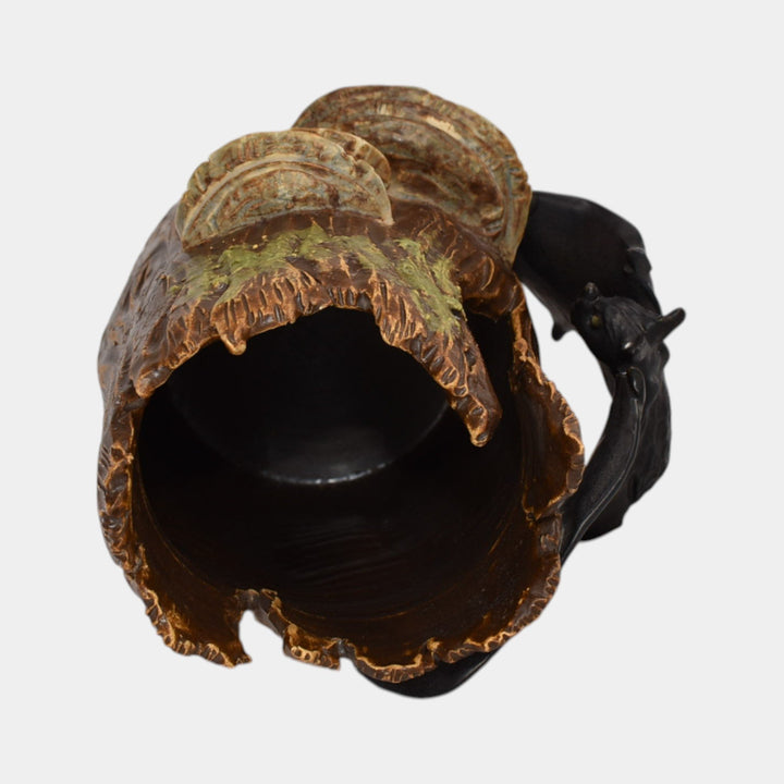 Ephraim Faience 2015 Experimental Hand Made Pottery Bat On Log Vase