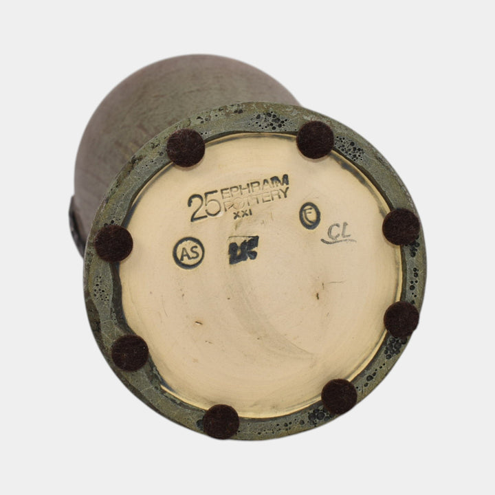 Ephraim Faience 2021 Experimental Hand Made Pottery Brown Bat And Peony Vase - Just Art Pottery