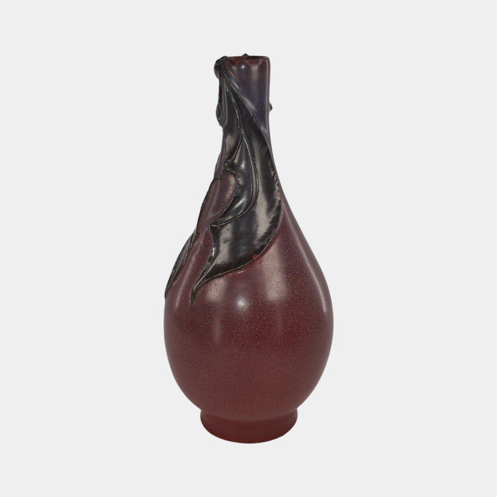 Ephraim Faience 2019 Experimental Hand Made Pottery Purple Bat Bottle Vase