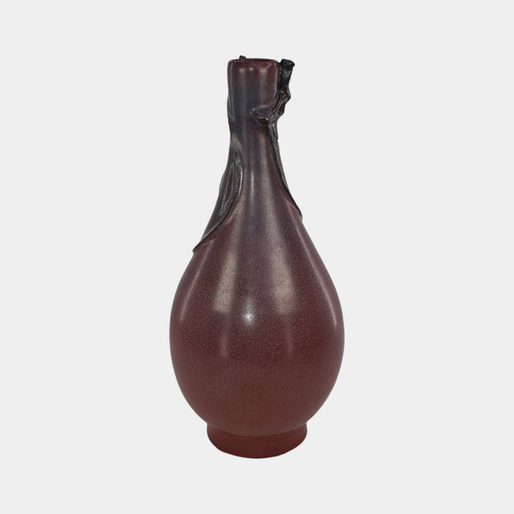 Ephraim Faience 2019 Experimental Hand Made Pottery Purple Bat Bottle Vase