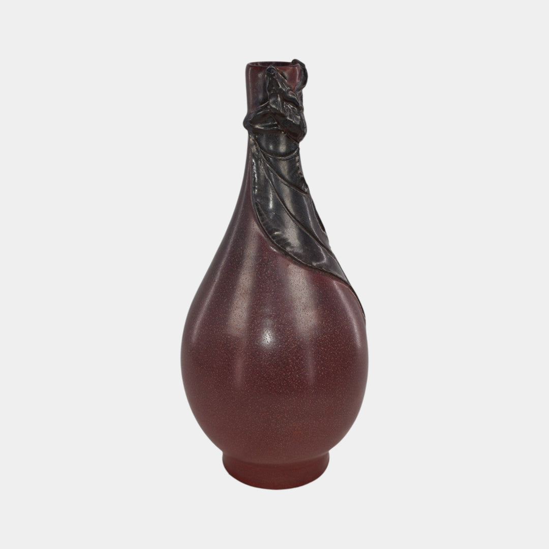 Ephraim Faience 2019 Experimental Hand Made Pottery Purple Bat Bottle Vase