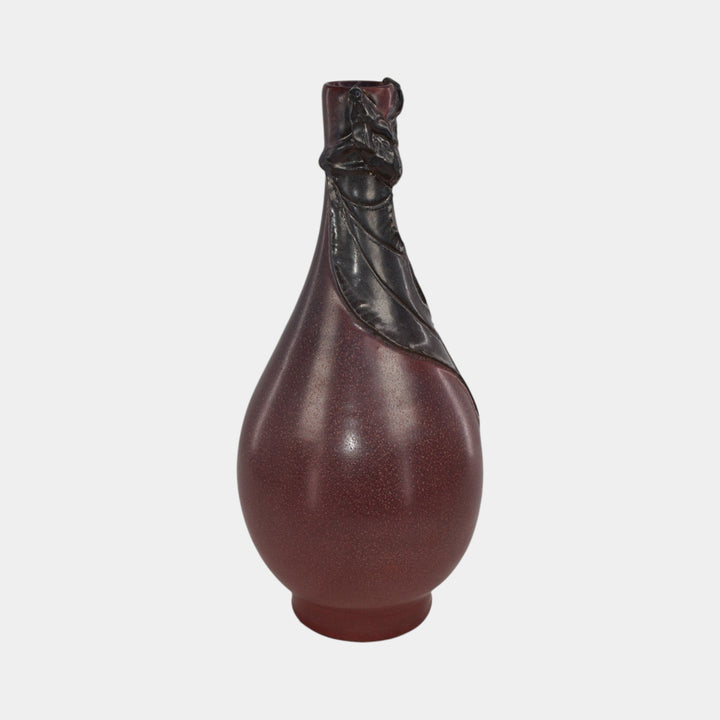 Ephraim Faience 2019 Experimental Hand Made Pottery Purple Bat Bottle Vase