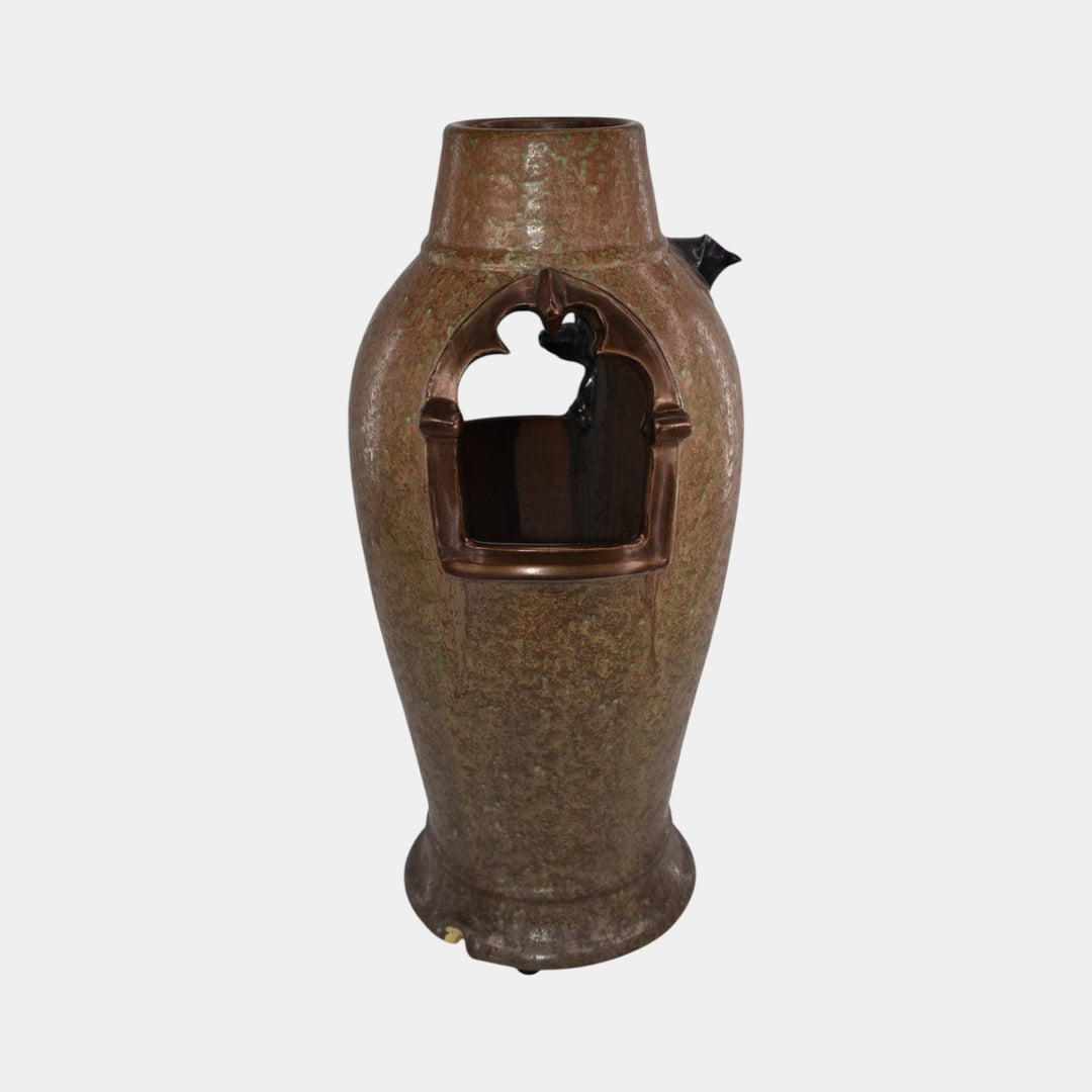 Ephraim Faience 2016 Experimental Hand Made Pottery Brown Bat Lantern