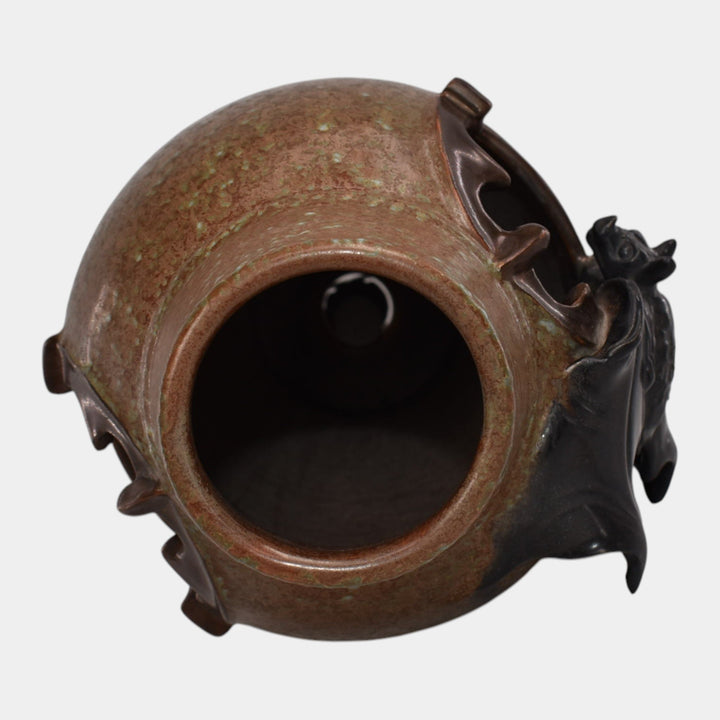 Ephraim Faience 2016 Experimental Hand Made Pottery Brown Bat Lantern