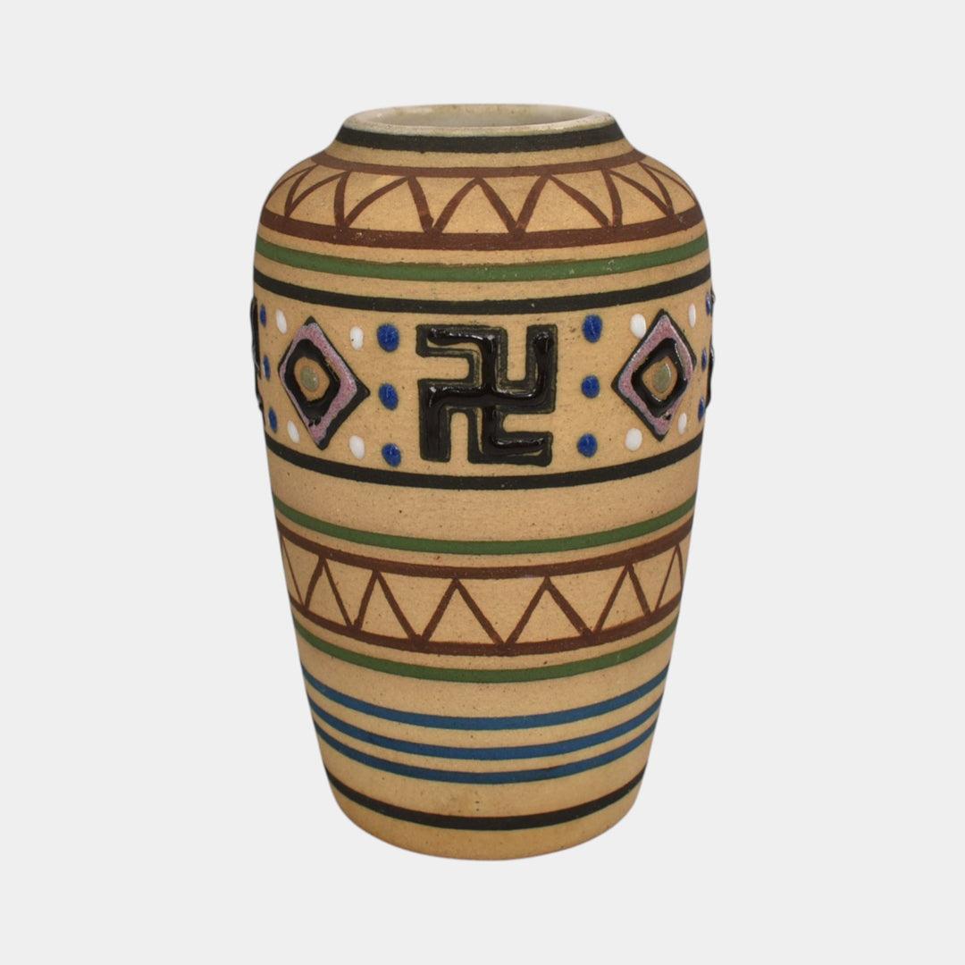 Brush McCoy Zuniart 1924 Art Pottery Native American Design Ceramic Vase 052 - Just Art Pottery