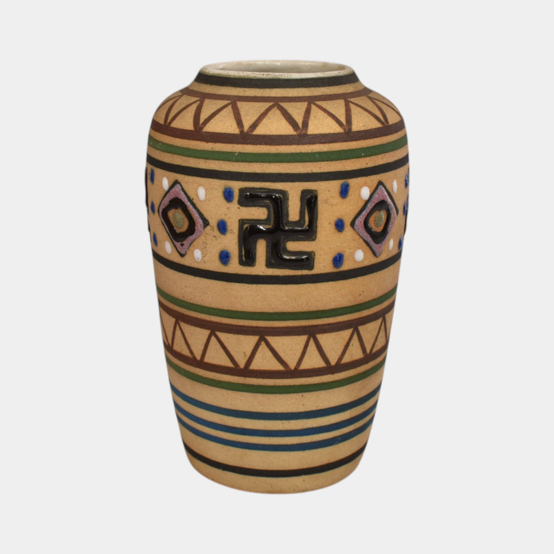 Brush McCoy Zuniart 1924 Art Pottery Native American Design Ceramic Vase 052 - Just Art Pottery