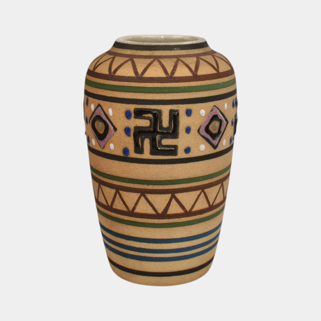 Brush McCoy Zuniart 1924 Art Pottery Native American Design Ceramic Vase 052 - Just Art Pottery