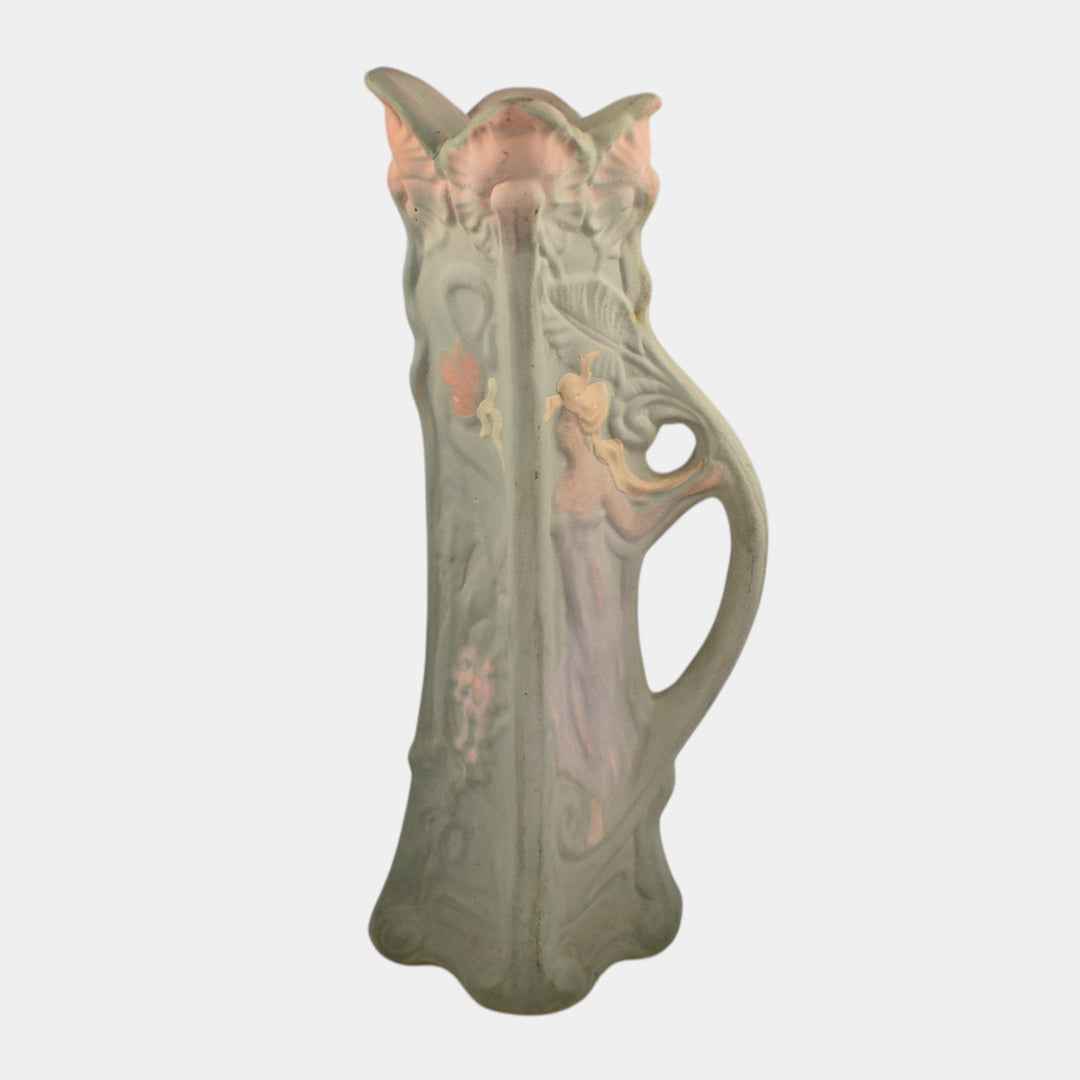 Weller Pottery Art Nouveau Woman And Flowers Ewer Pitcher - Just Art Pottery
