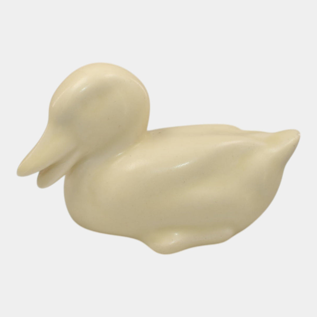 Rookwood 1932 Vintage Art Pottery White Ceramic Paperweight Duck Figurine 6064 - Just Art Pottery