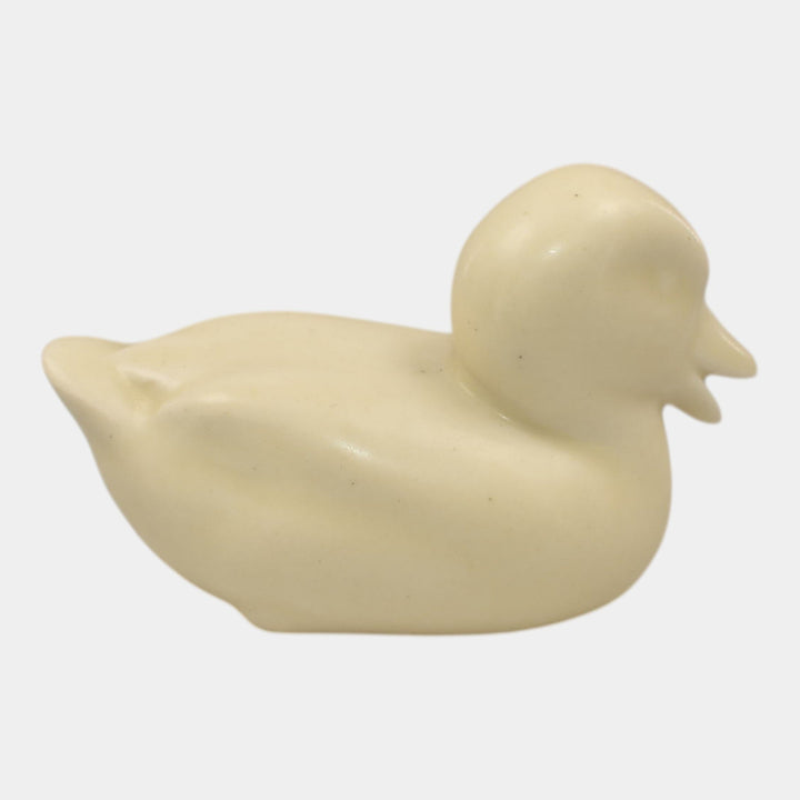 Rookwood 1932 Vintage Art Pottery White Ceramic Paperweight Duck Figurine 6064 - Just Art Pottery