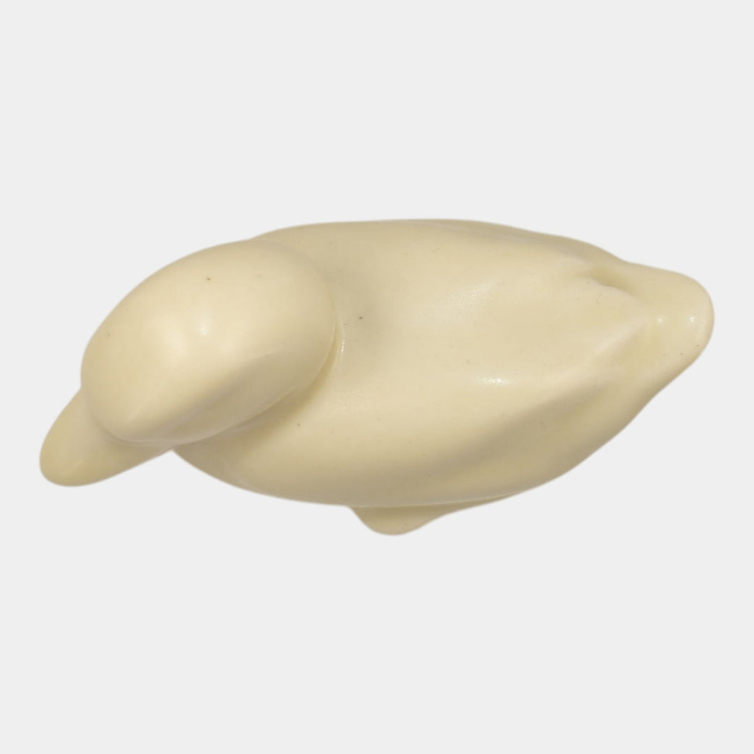 Rookwood 1932 Vintage Art Pottery White Ceramic Paperweight Duck Figurine 6064 - Just Art Pottery