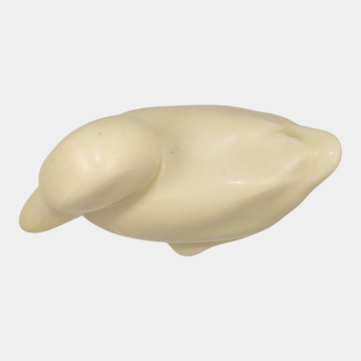Rookwood 1932 Vintage Art Pottery White Ceramic Paperweight Duck Figurine 6064 - Just Art Pottery