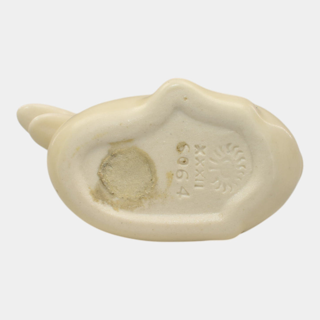 Rookwood 1932 Vintage Art Pottery White Ceramic Paperweight Duck Figurine 6064 - Just Art Pottery