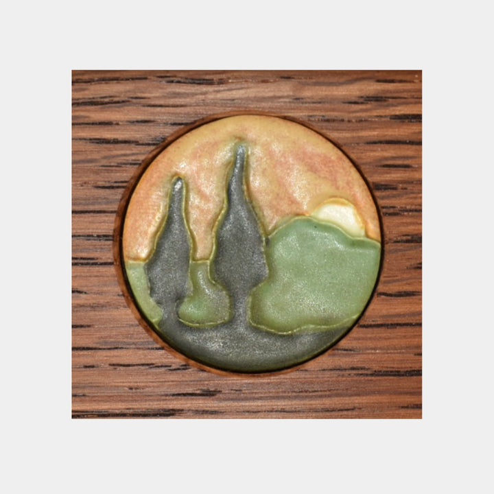 Ephraim Faience Hand Made Art Pottery Shelf With Ceramic Landscape Tile