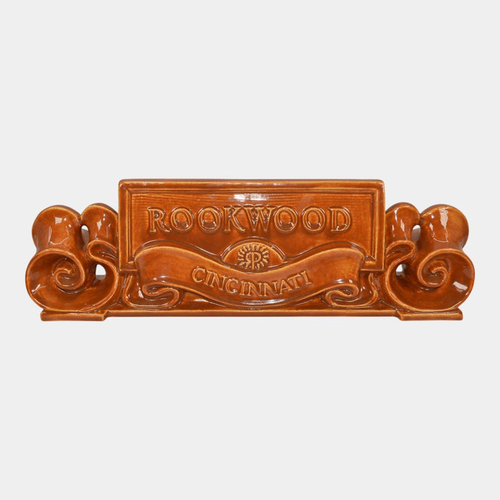 Rookwood 1986 Art Pottery High Glaze Orange Scroll Advertising Dealer Sign - Just Art Pottery