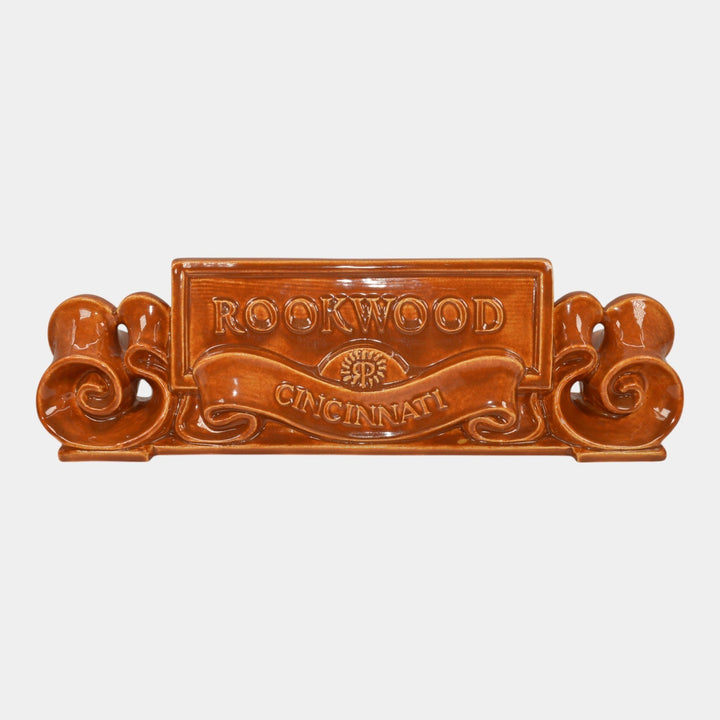 Rookwood 1986 Art Pottery High Glaze Orange Scroll Advertising Dealer Sign - Just Art Pottery