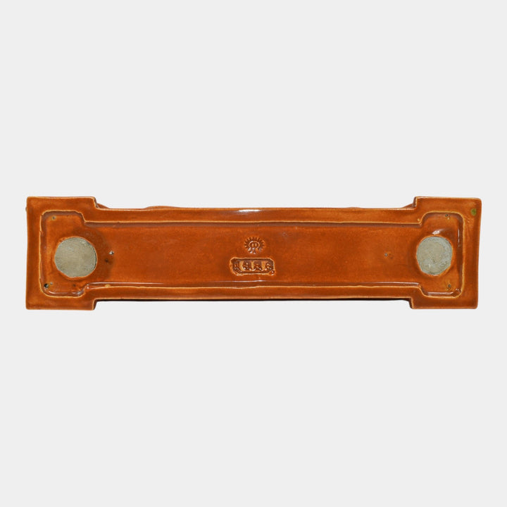 Rookwood 1986 Art Pottery High Glaze Orange Scroll Advertising Dealer Sign - Just Art Pottery