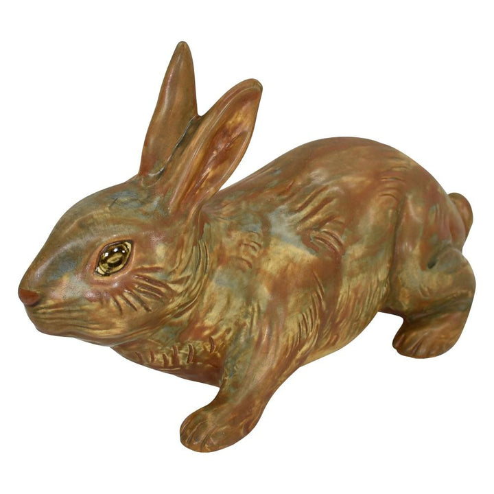 Weller Muskota 1920s Art Pottery Brown Rabbit Garden Ware Figurine Statue - Just Art Pottery