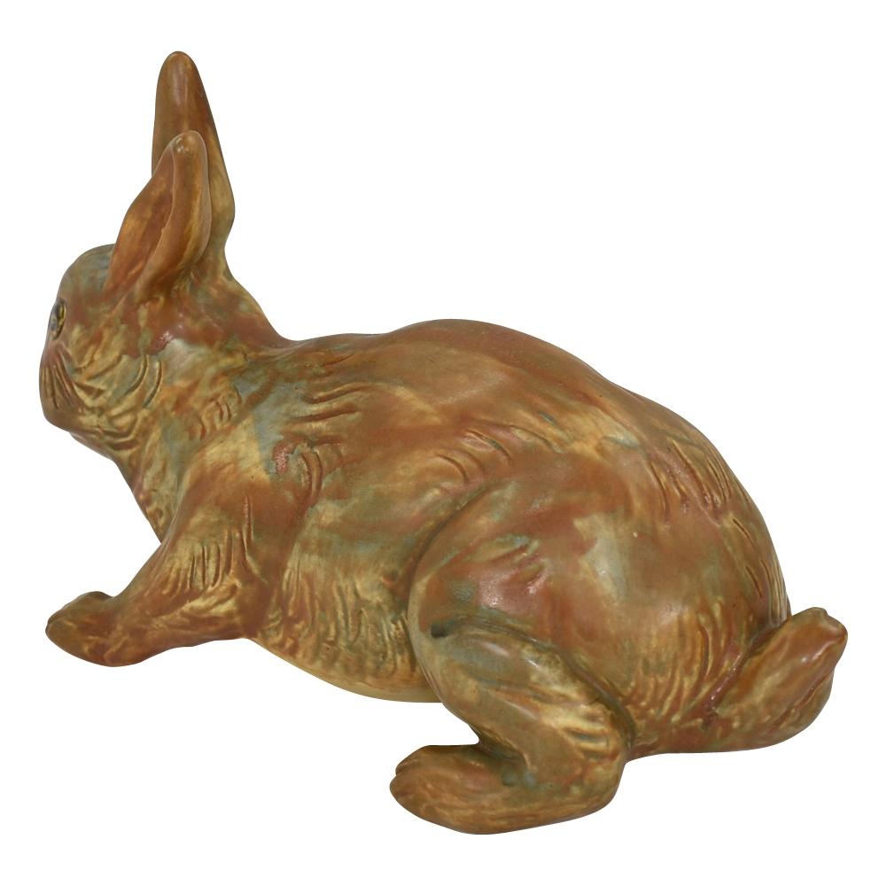 Weller Muskota 1920s Art Pottery Brown Rabbit Garden Ware Figurine Statue - Just Art Pottery