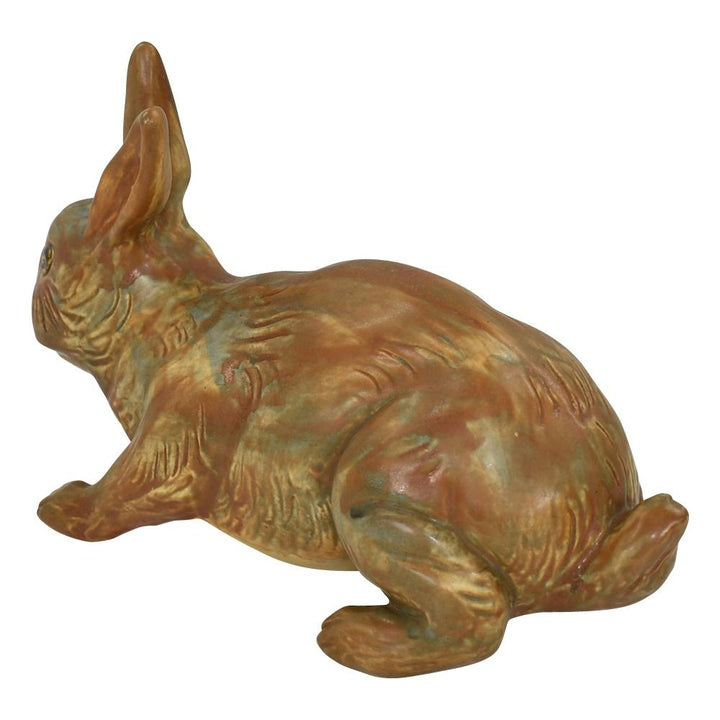 Weller Muskota 1920s Art Pottery Brown Rabbit Garden Ware Figurine Statue - Just Art Pottery