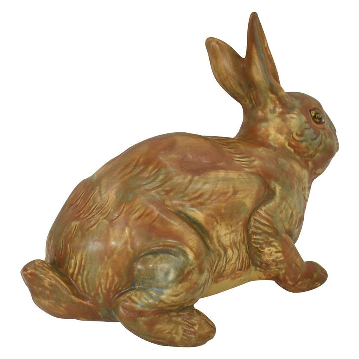 Weller Muskota 1920s Art Pottery Brown Rabbit Garden Ware Figurine Statue - Just Art Pottery