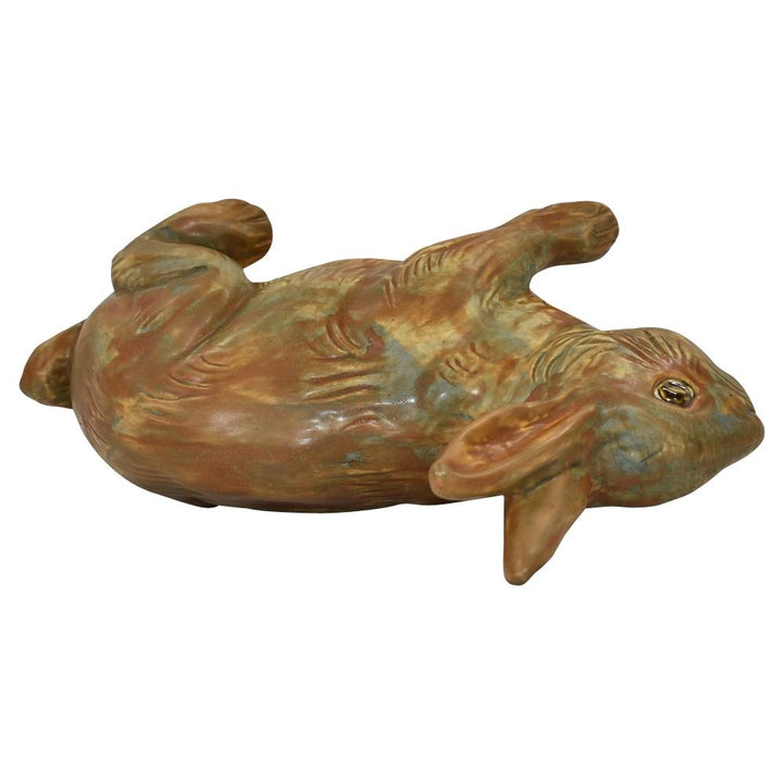 Weller Muskota 1920s Art Pottery Brown Rabbit Garden Ware Figurine Statue - Just Art Pottery