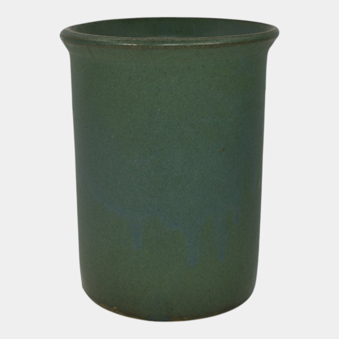 Zanesville Stoneware 1930s Vintage Arts And Craft Pottery Green Ceramic Vase - Just Art Pottery