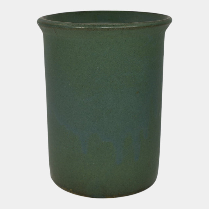 Zanesville Stoneware 1930s Vintage Arts And Craft Pottery Green Ceramic Vase - Just Art Pottery