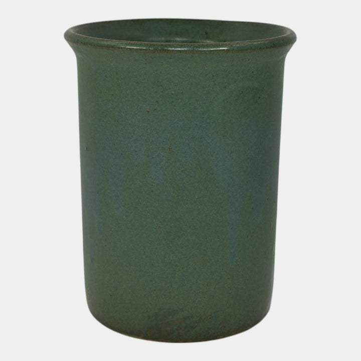 Zanesville Stoneware 1930s Vintage Arts And Craft Pottery Green Ceramic Vase - Just Art Pottery
