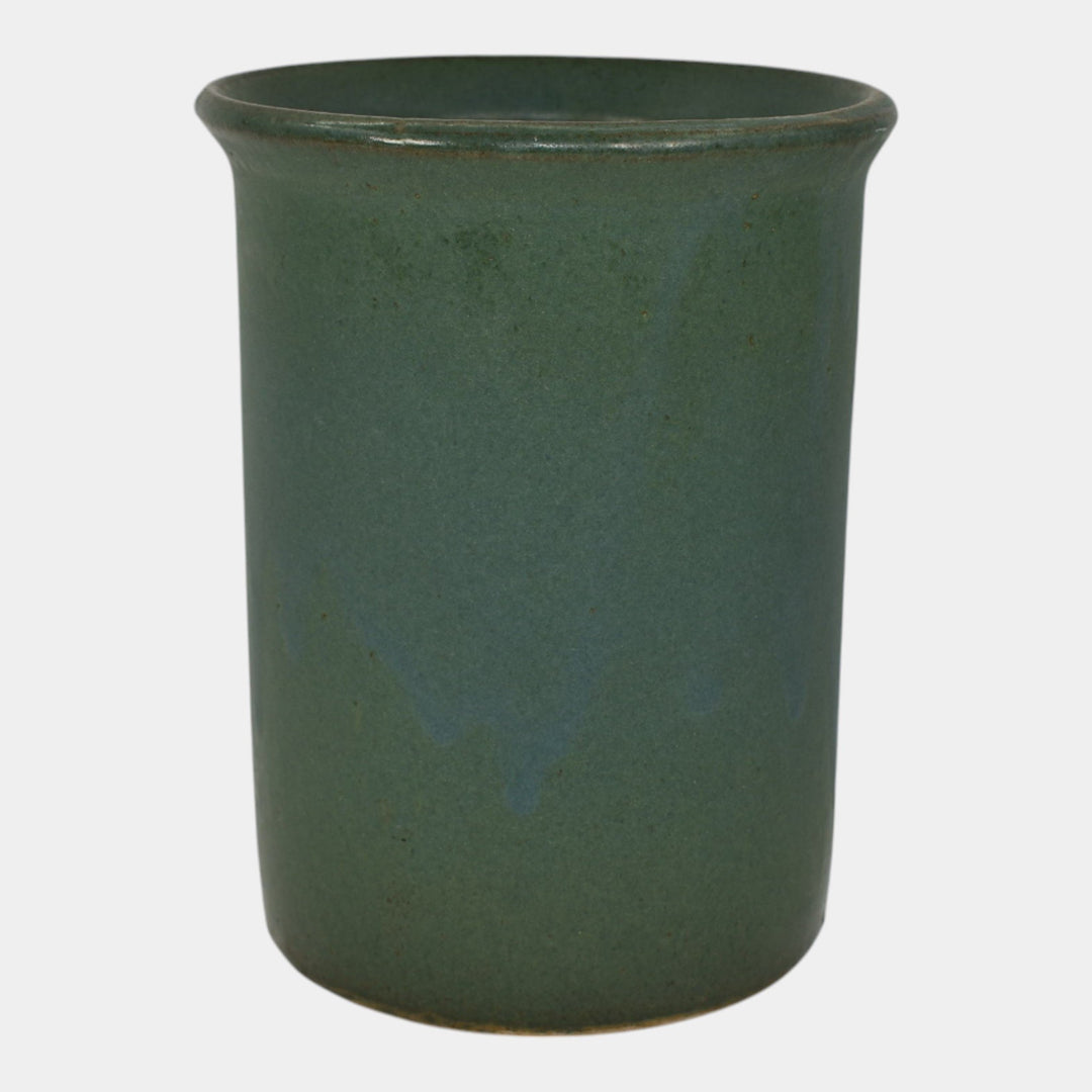 Zanesville Stoneware 1930s Vintage Arts And Craft Pottery Green Ceramic Vase - Just Art Pottery