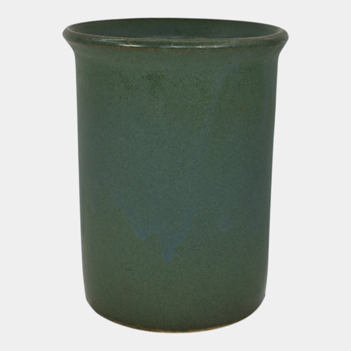 Zanesville Stoneware 1930s Vintage Arts And Craft Pottery Green Ceramic Vase - Just Art Pottery