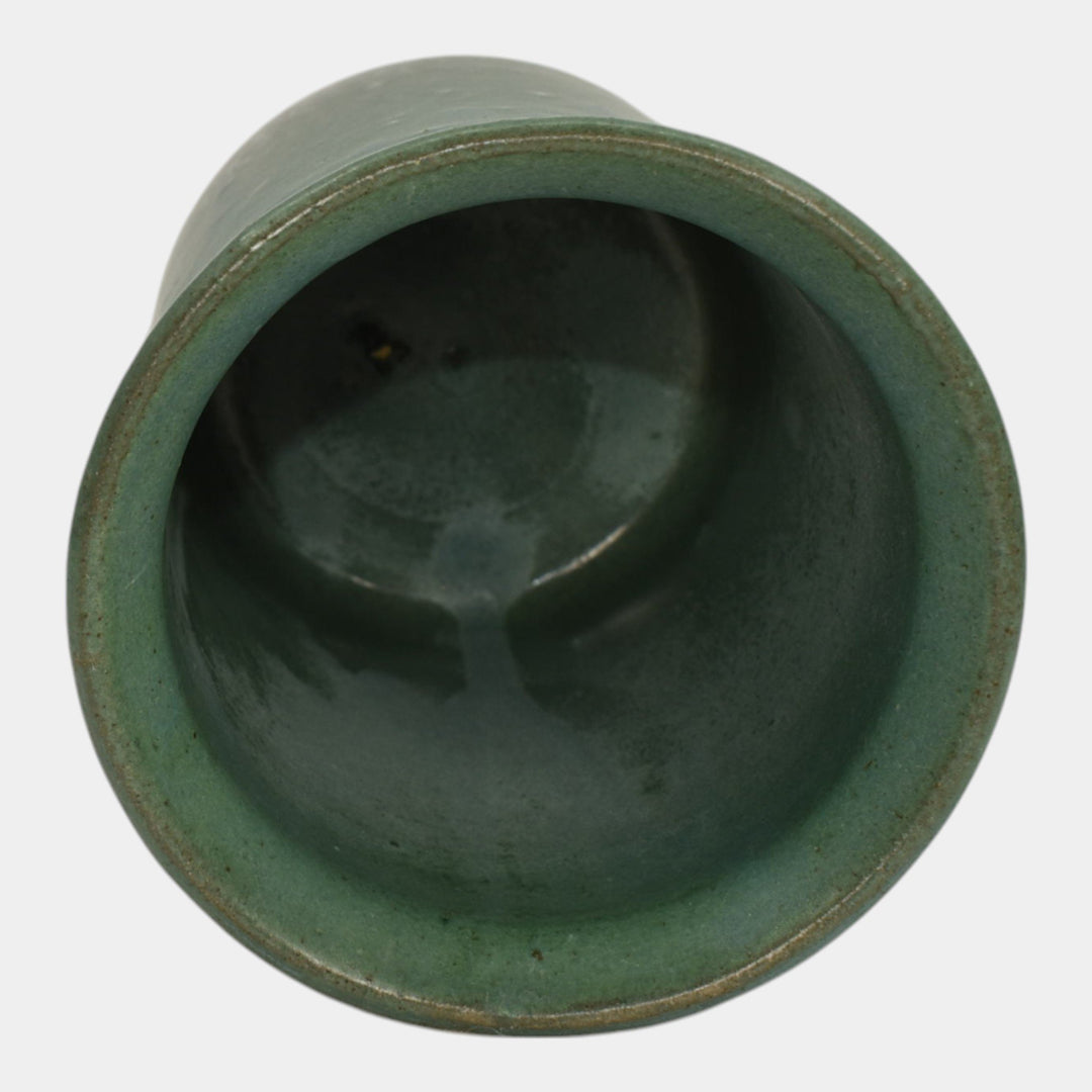 Zanesville Stoneware 1930s Vintage Arts And Craft Pottery Green Ceramic Vase - Just Art Pottery