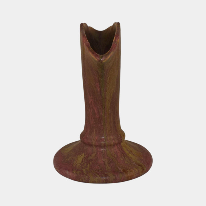 Roseville Carnelian II 1926 Vintage Art Pottery Red Ceramic Fan Vase 352-6 - Just Art Pottery