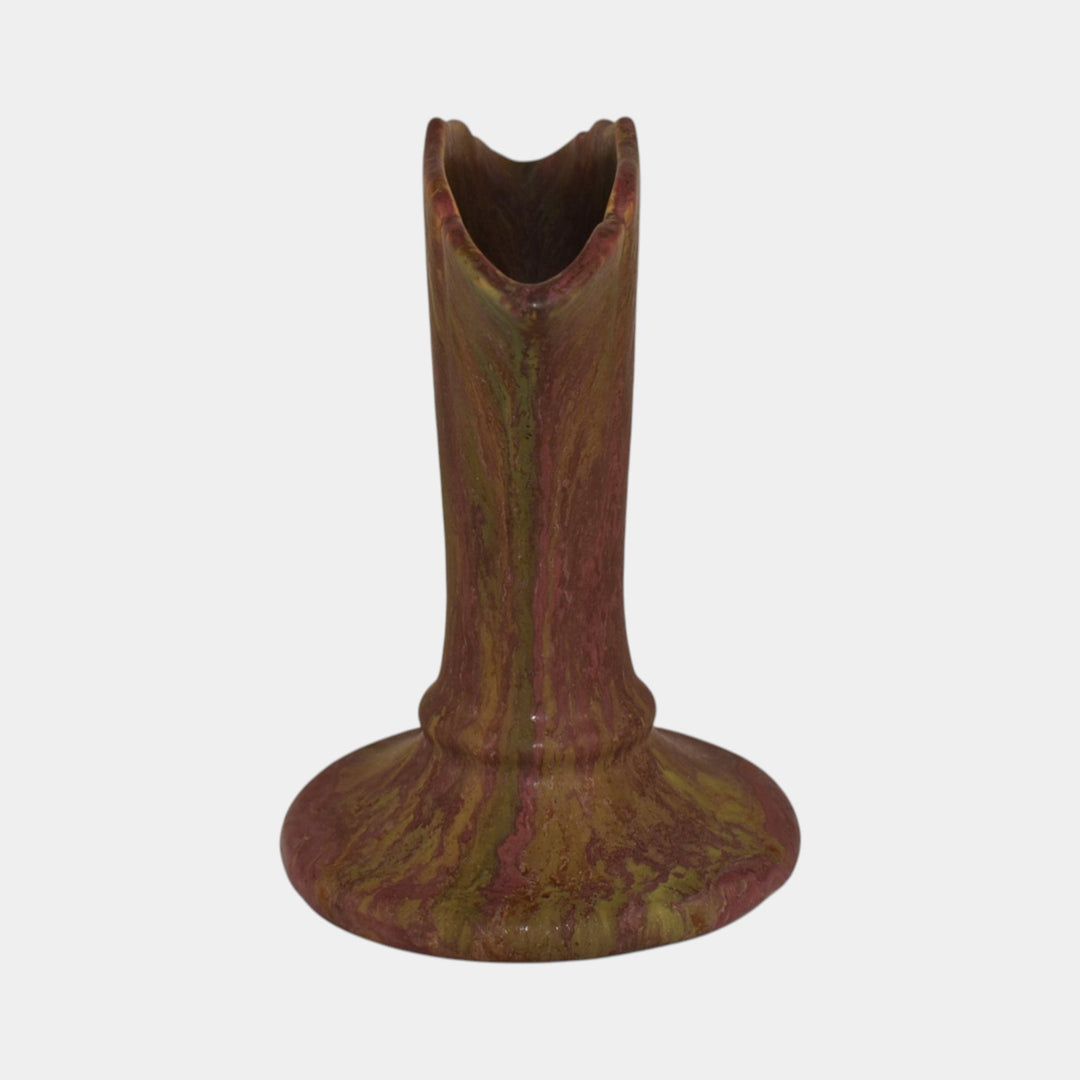 Roseville Carnelian II 1926 Vintage Art Pottery Red Ceramic Fan Vase 352-6 - Just Art Pottery