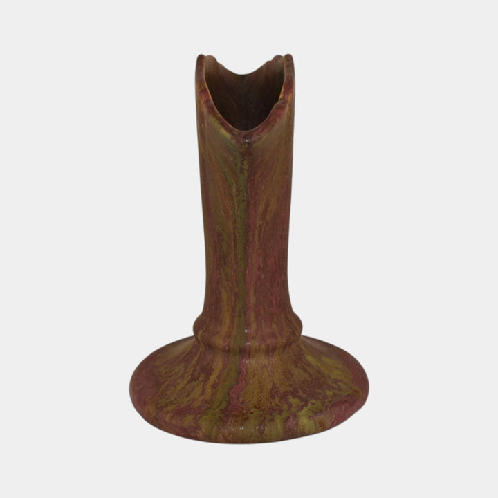 Roseville Carnelian II 1926 Vintage Art Pottery Red Ceramic Fan Vase 352-6 - Just Art Pottery