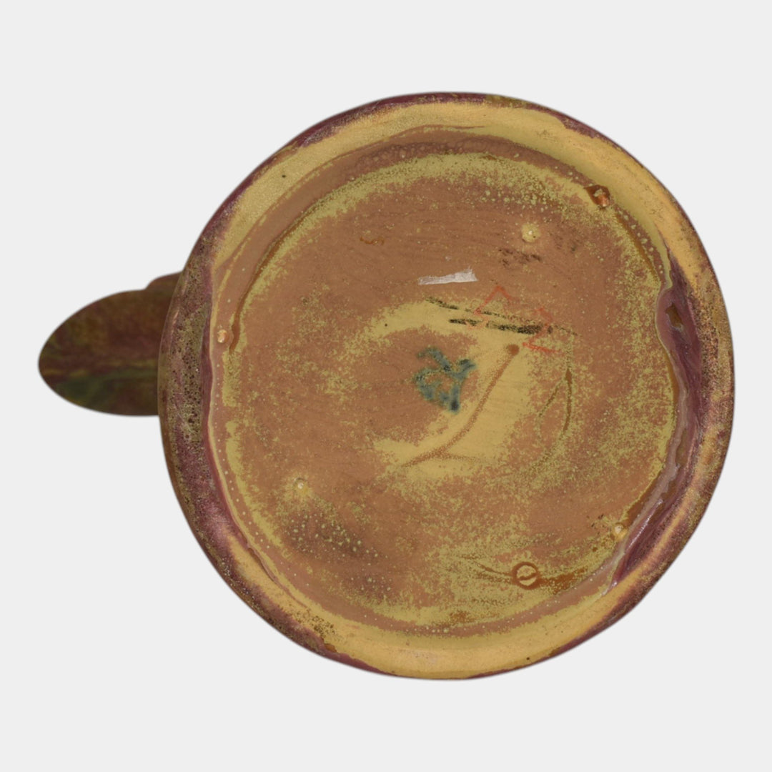 Roseville Carnelian II 1926 Vintage Art Pottery Red Ceramic Fan Vase 352-6 - Just Art Pottery