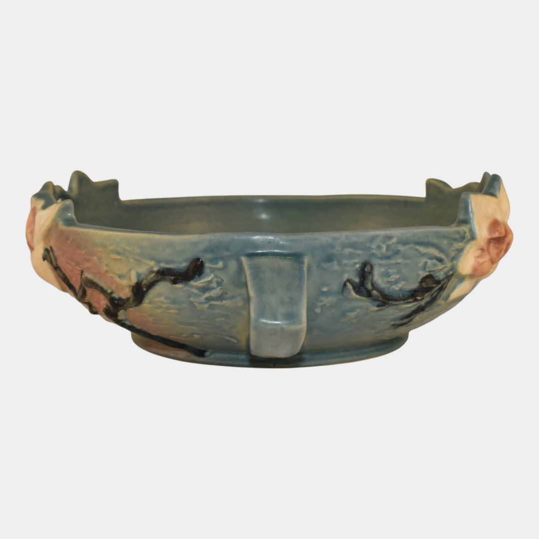 Roseville Magnolia Blue 1943 Mid Century Modern Art Pottery Console Bowl 448-8 - Just Art Pottery