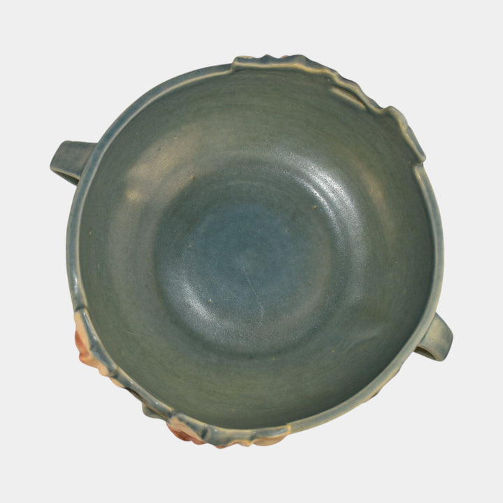 Roseville Magnolia Blue 1943 Mid Century Modern Art Pottery Console Bowl 448-8 - Just Art Pottery