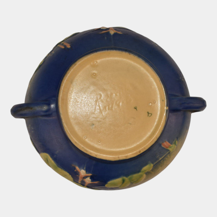 Roseville Fuchsia Blue 1938 Vintage Art Pottery Ceramic Bowl 349-8 - Just Art Pottery