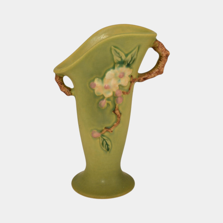 Roseville Apple Blossom Green 1949 Vintage Art Pottery Ceramic Vase 382-7 - Just Art Pottery