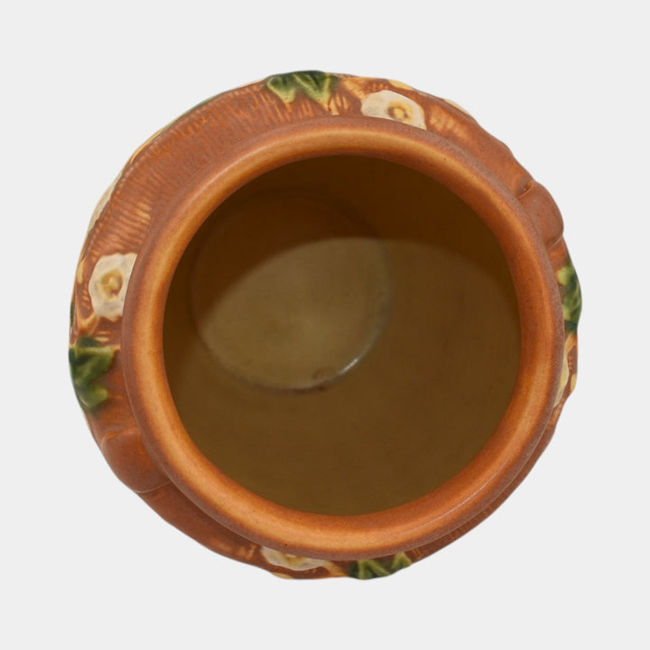 Roseville Cherry Blossom Brown 1933 Vintage Art Pottery Ceramic Vase 623-7 - Just Art Pottery