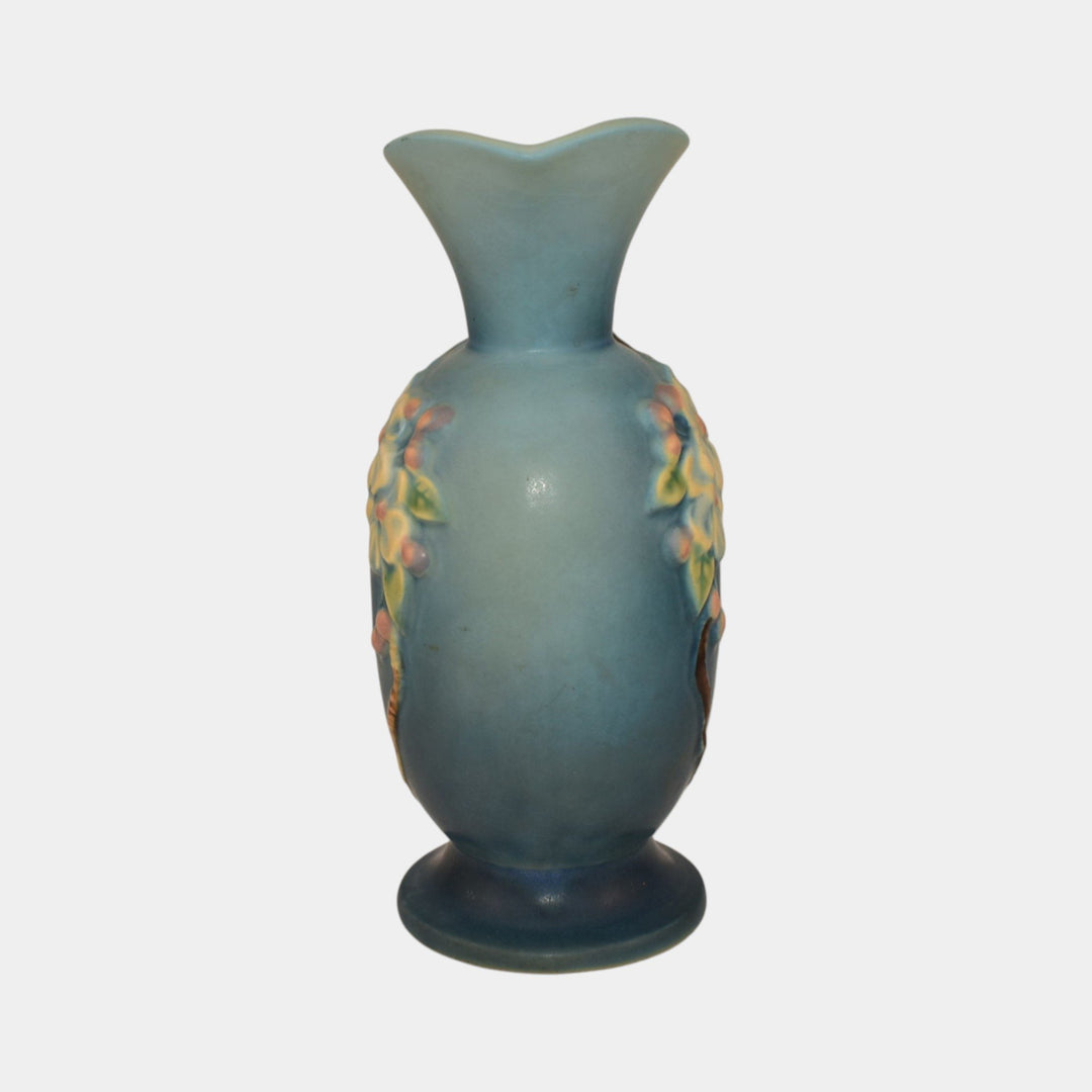 Roseville Apple Blossom Blue 1949 Mid Century Modern Pottery Ceramic Ewer 316-8 - Just Art Pottery