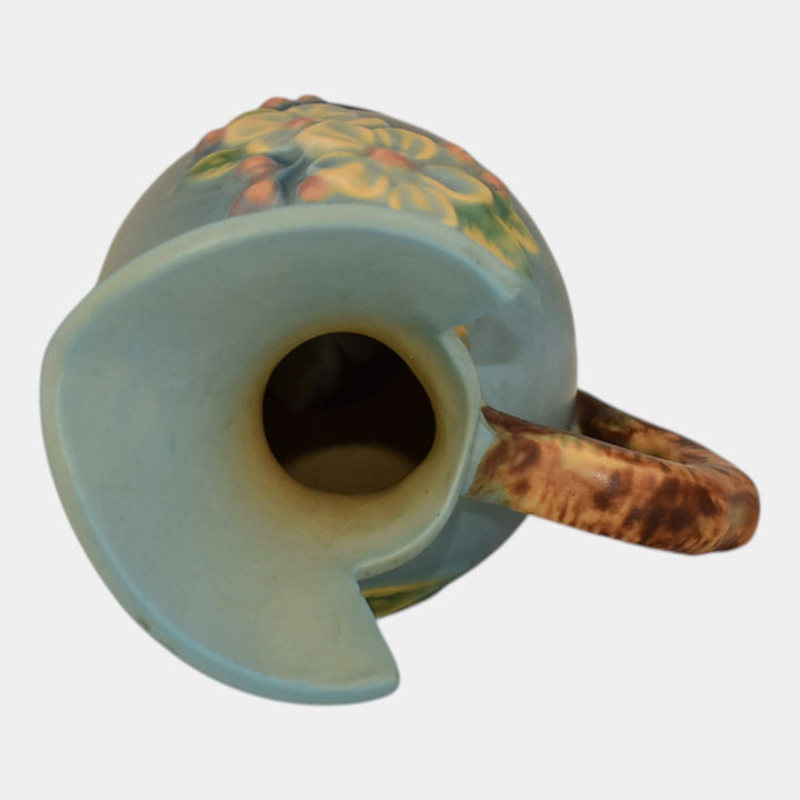 Roseville Apple Blossom Blue 1949 Mid Century Modern Pottery Ceramic Ewer 316-8 - Just Art Pottery