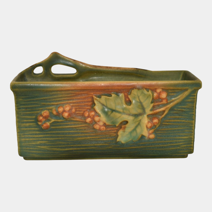 Roseville Bushberry Green 1941 Vintage Pottery Ceramic Window Box Planter 383-6 - Just Art Pottery