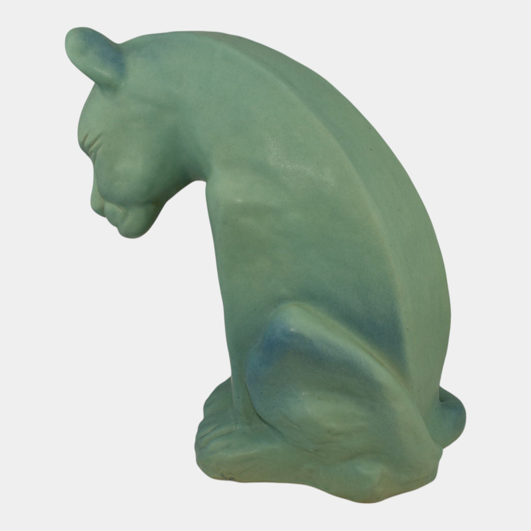 Van Briggle Vintage Art Pottery Blue Chimney Cat Figurine Statue