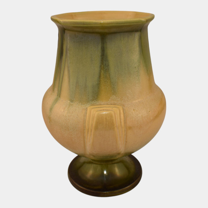 Roseville Russco Green Gold 1934 Vintage Art Deco Pottery Ceramic Vase 109-8 - Just Art Pottery